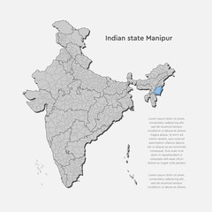 India country map and Manipur state template