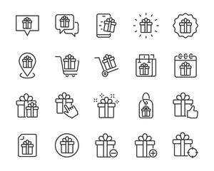 set of gift icons, birthday gift, present, gift box