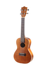 brown ukulele isolated on the white background - obrazy, fototapety, plakaty