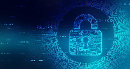 2d illustration Safety concept: Closed Padlock on digital background