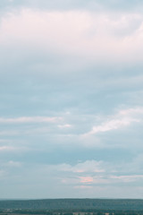 Screensaver and background for design. Morning panorama of the sky with the Church.