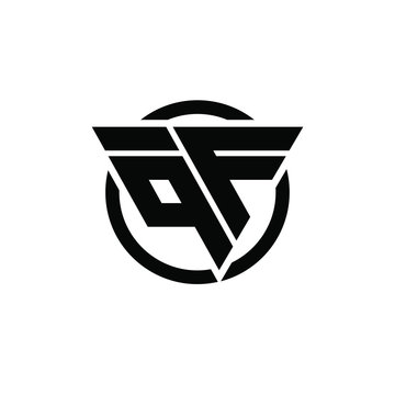 QF FQ Triangle Logo Circle Monogram Design Vector Super Hero Concept