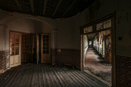 Hall and corridor in abandoned building
