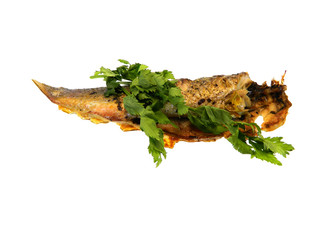 fried fish isolated on white background