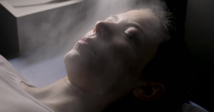 Woman doing ozone therapy treatment. It provides several benefits. Fix cam