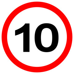 Speed Limit 10 Traffic Sign,Vector Illustration, Isolate On White Background Label. EPS10