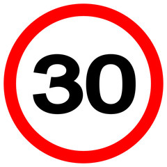 Speed Limit 30 Traffic Sign,Vector Illustration, Isolate On White Background Label. EPS10
