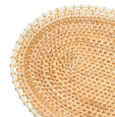 Craft. Top view of wicker tray, isolated on white