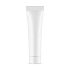 Matte plastic tube mockup isolated on white background. Vector illustration