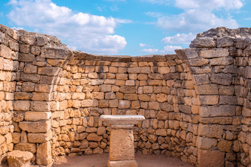 stone wall with an altar in the archaeological museum of Chersonese