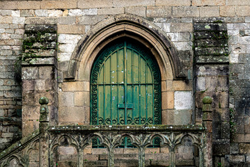 old green door with a pointy top