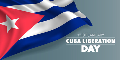 Cuba liberation day greeting card, banner with template text vector illustration