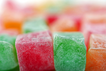 bright colorful sweets. Gummy candy texture background. jelly candies close-up. selective focus....