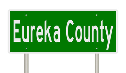 Rendering of a 3d green highway sign for Eureka County