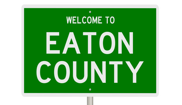 Rendering Of A 3d Green Highway Sign For Eaton County