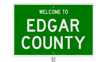 Rendering of a 3d green highway sign for Edgar County