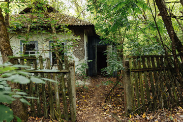 Abandoned house in the exclusion zone in Chernobyl, Ukraine