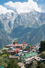 Kinnaur, India - Sep 07 2019- Kalpa village in Rekong Peo, Kinnaur County, Himachal Pradesh, India.