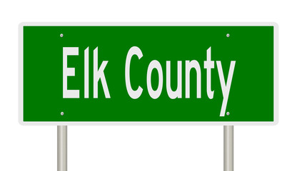 Rendering of a 3d green highway sign for Elk County