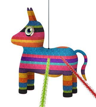 Multi colored pinata isolated on white background. 3D illustration