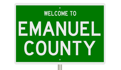 Rendering of a 3d green highway sign for Emanuel County
