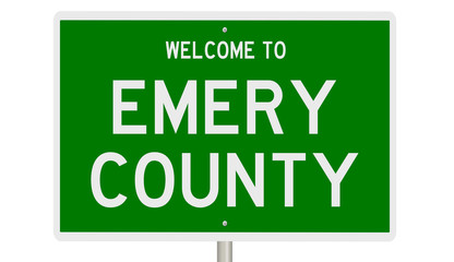 Rendering of a 3d green highway sign for Emery County
