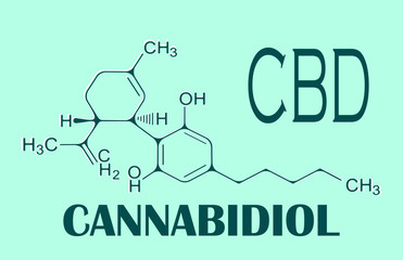 The formula of hemp CBD. Structural model of the molecules of cannabidiol and tetrahydrocannabinol. Medicinal cannabis. Medical marijuana, cannabinoids and health. illustration