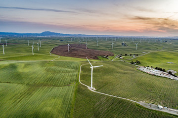 Aerial of modern day windmills