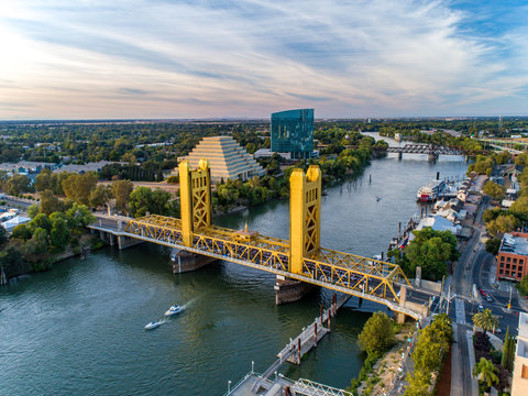 Above images of a gold bridge in Sacramento