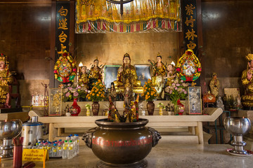 Uthai Thani, Thailand - November, 30, 2019 : Chinese shrine on the top of Sakae Krang Mountain at Uthai Thani, Thailand