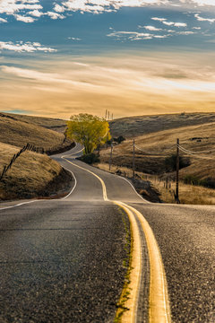 Country road images at sunrise