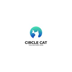 Circle Cat Illustration Vector Template