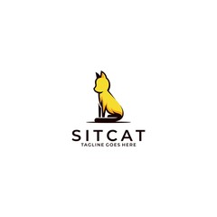 Sit Cat Illustration Vector Template