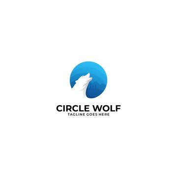 Circle Wolf Illustration Vector Template