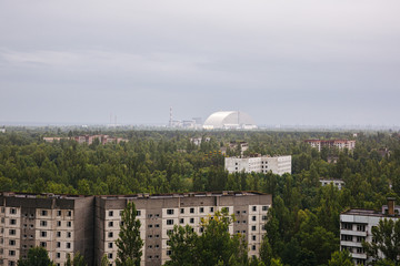 protective shelter structure over the nuclear plant in Chernobyl, Ukraine