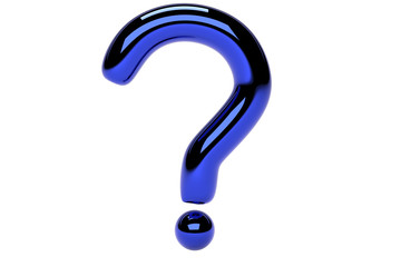 Blue question mark sign on white background. 3D rendering.