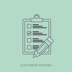 Clipboard with rating stars and pen. Quality control, customers reviews, service rating concepts.