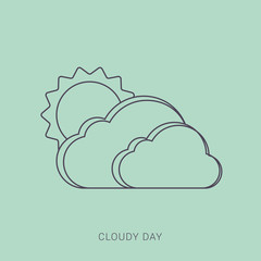 Sun behind clouds icon. Flat illustration of sun behind clouds vector icon for web