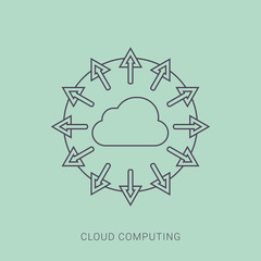Icon of cloud computing flat design.