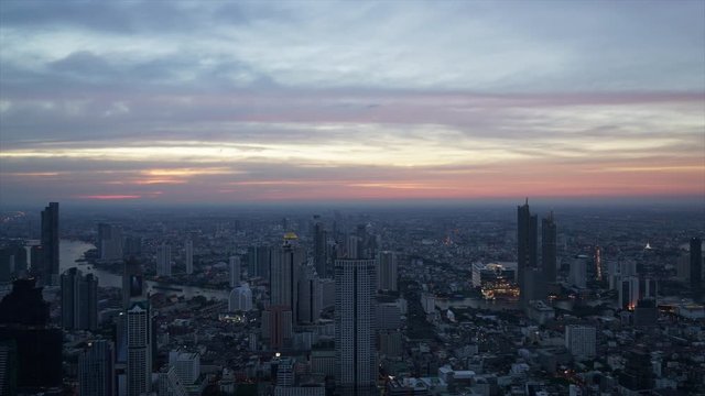timelapse sunset with Bangkok cityscape in Thailand skyline