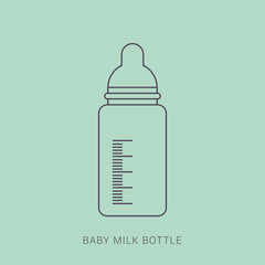 Baby milk bottle in cartoon flat style, stock vector illustration