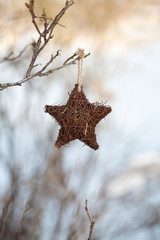 Outdoor Christmas Decoration With Wicker Star