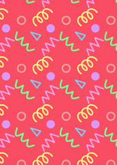 ファンシー　レトロ　80年代　パターン　背景