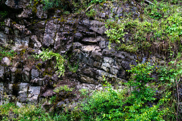 Closeup of a sedimentary mountain limestone