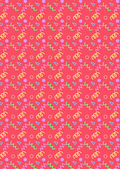 ファンシー　レトロ　80年代　パターン　背景