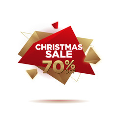 Christmas Sale Triangle Element Banner . Element with modern cool black gold red vector illustration
