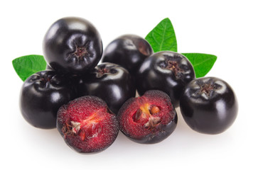 Fresh chokeberry isolated on white background