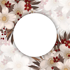 Red floral frame - red and white circle flowers