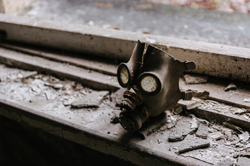 Gas mask in Chernobyl, Ukraine