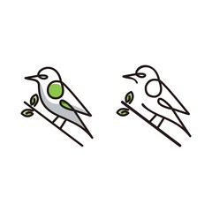 green bird and leaf logo design bundle